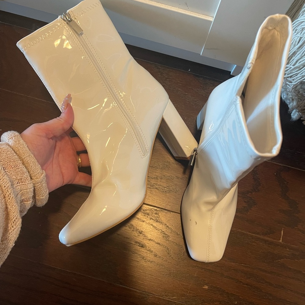White patent gogo boots